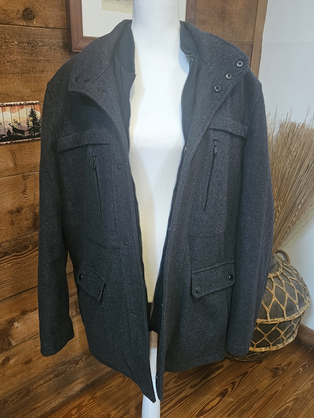Michael Kors Charcoal Gray Military Field Jacket